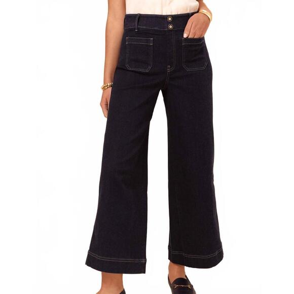 NEW SPARTINA 449 pritchard wide leg pull on jean in midnight marina rinse wash